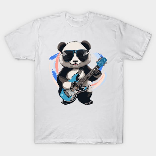 Panda Playing Guitar T-Shirt by ReaBelle